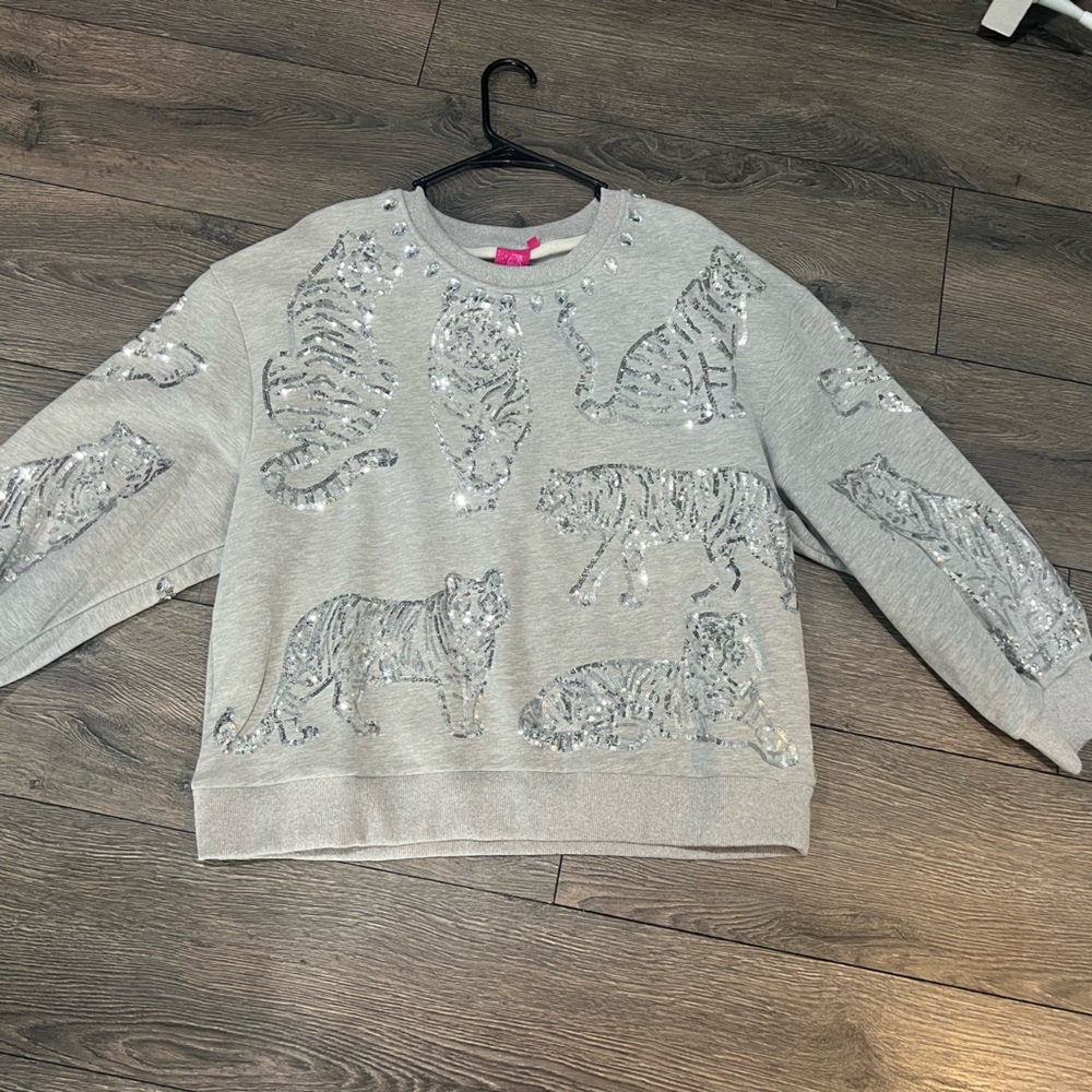 Queen of Sparkles Grey and Silver Tiger sweatshirt